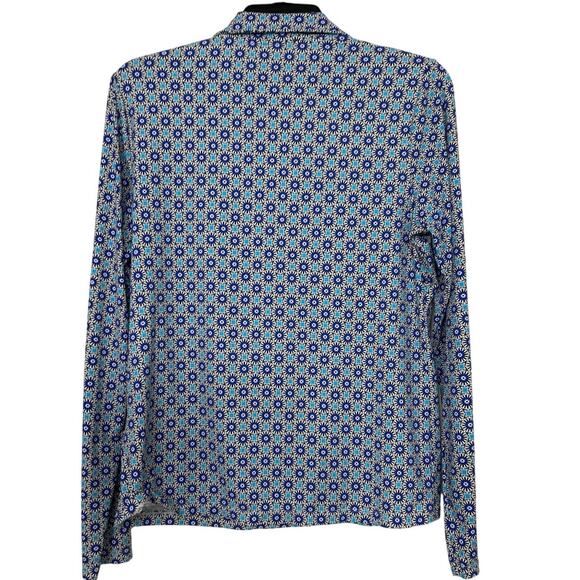 Land’s End Blue Geometric Print 1/4 Zip  Swim Shirt Rashguard UPF 50 Small - Picture 3 of 11